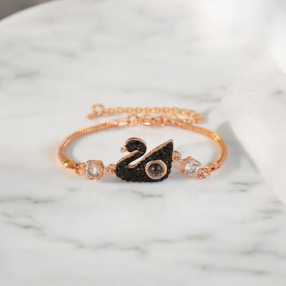 bracelet photo personnalisé carine projection or rose