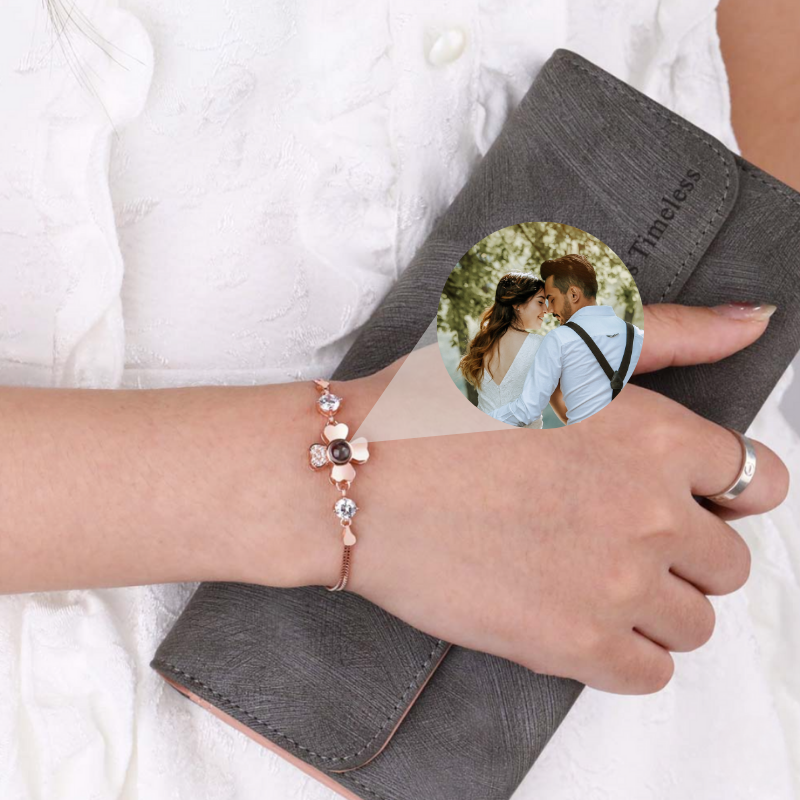 Bracelet Photo Personnalisé Argent 925 - Cadre Rond Avec Photo Cachée - Longueur Réglable 15-26cm - Cadeau Unique Pour Anniversaire, Saint-Valentin, Noël - Homme/Femme