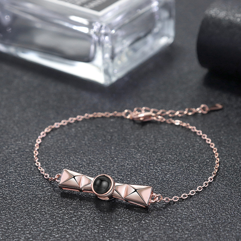 bracelet photo personnalisé or rose pour femme