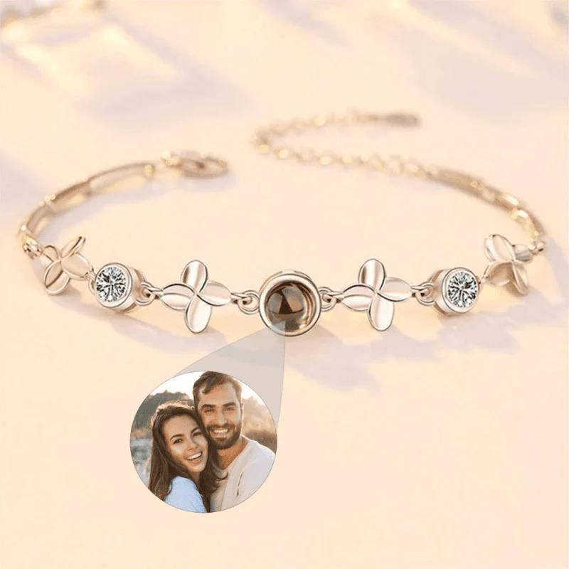 bracelet photo personnalisé par projection or rose