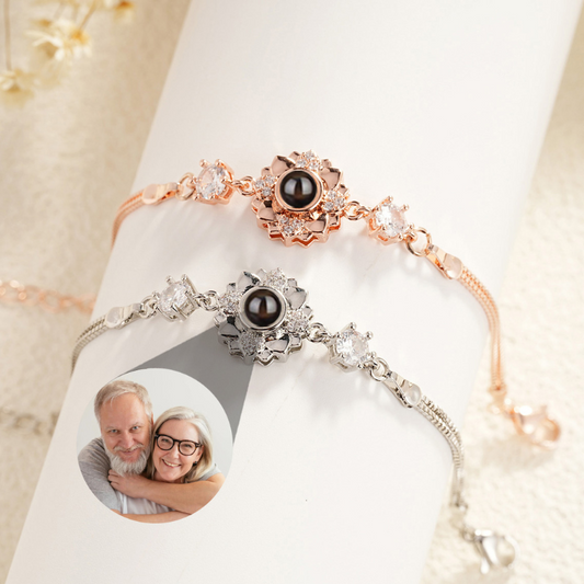 bracelet photo personnalisé pour femme argent et or rose