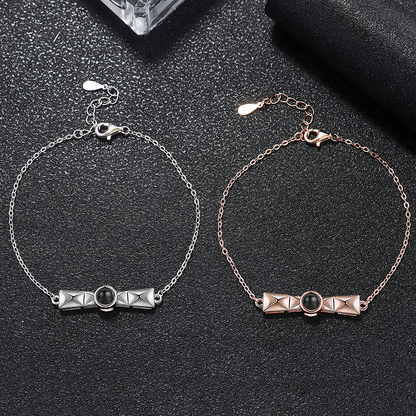 bracelet photo personnalisé projection femme or rose et argent