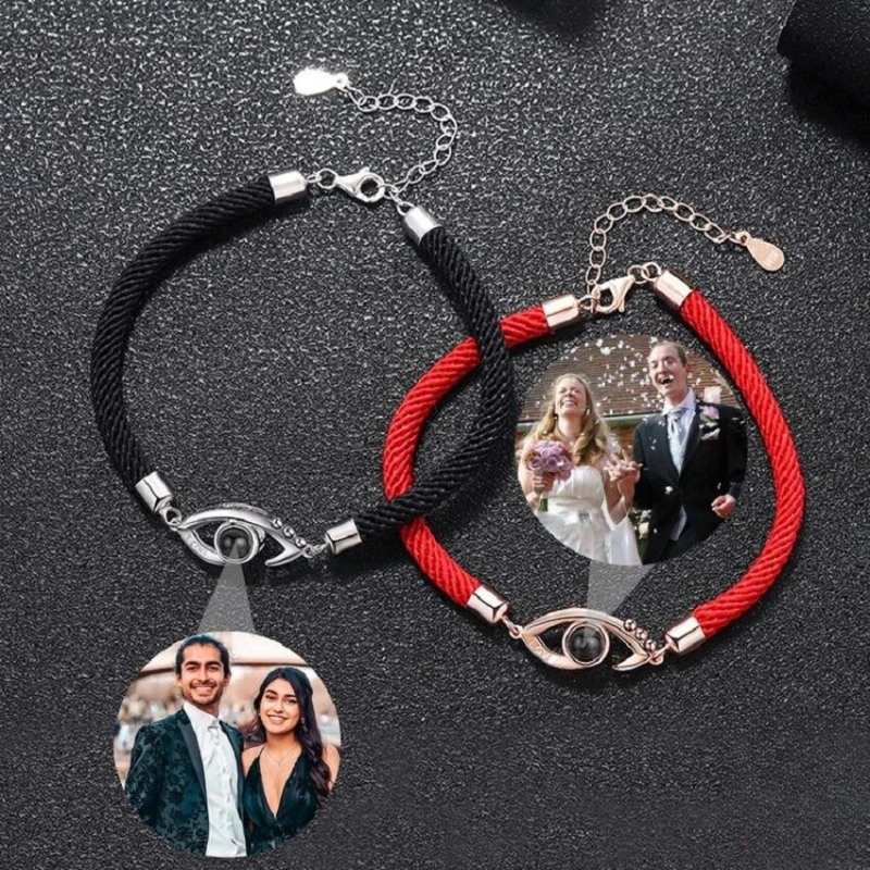 bracelet photo personnalisé rouge et noir