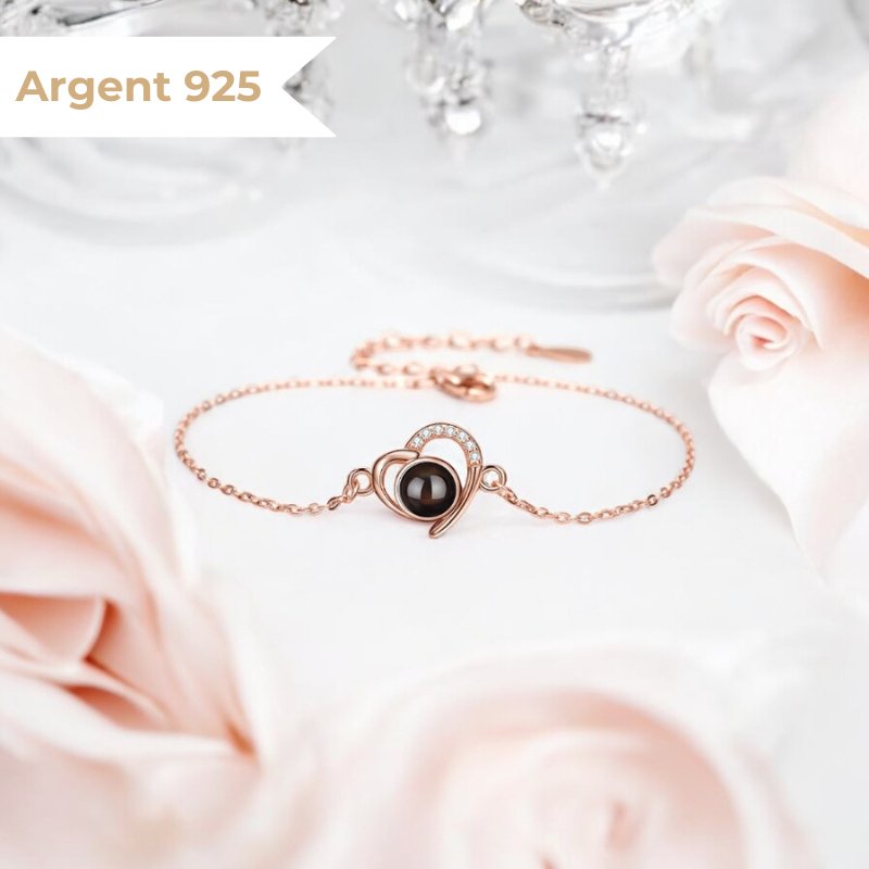 bracelet photo projection en argent pour femme