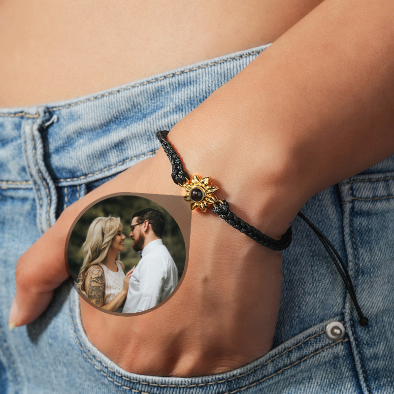 bracelet photo projection personnalisé noir femme