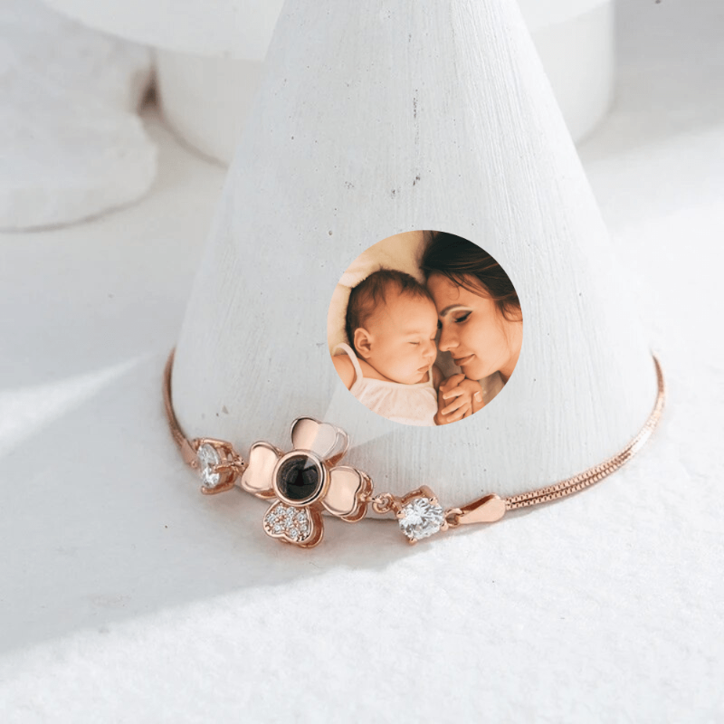 bracelet photo projection personnalisé or rose femme