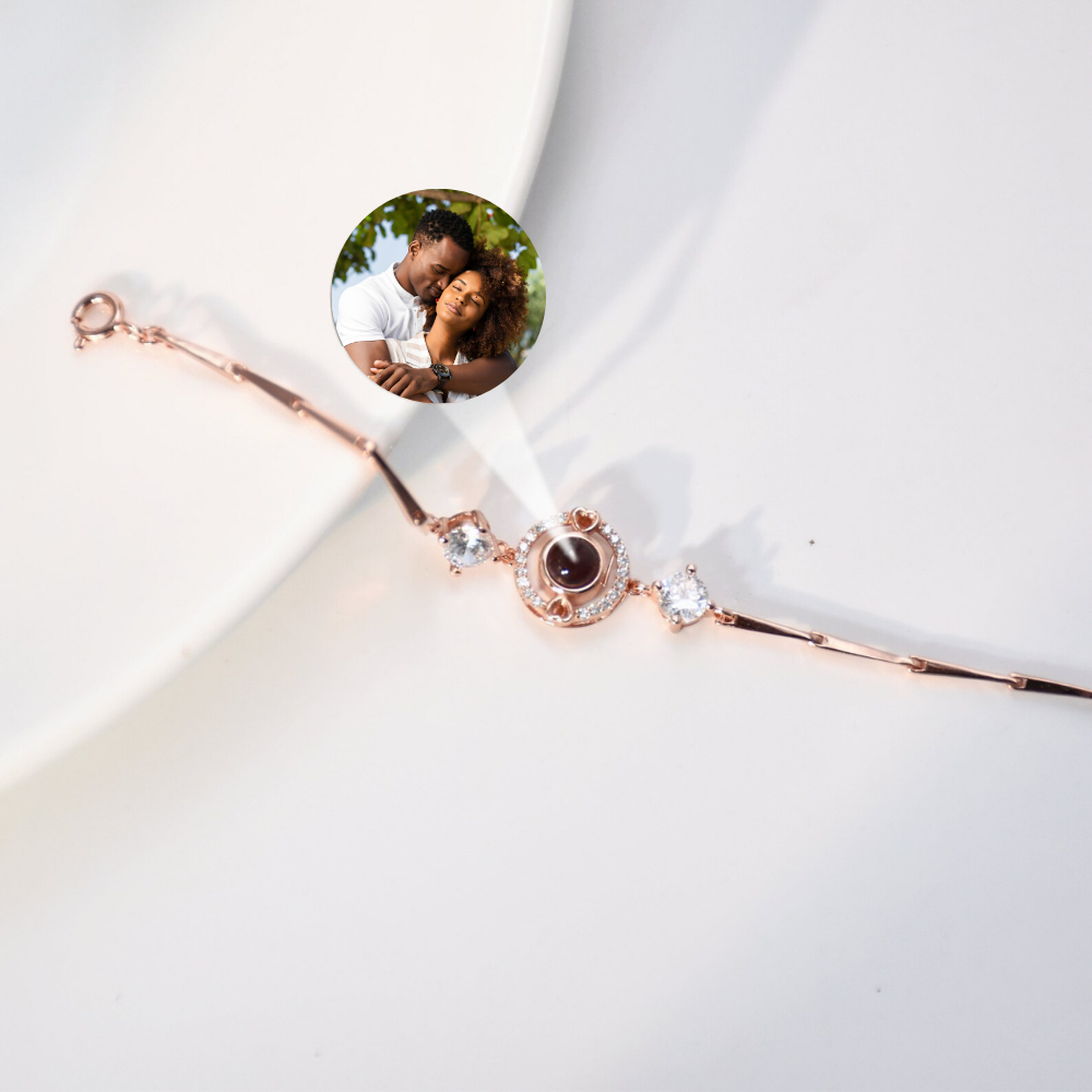 bracelet pour femme photo personnalisé or rose elydia