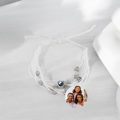 bracelet projection photo blanc en corde 
