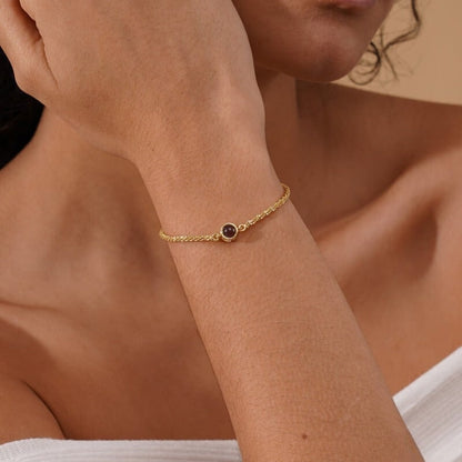 bracelet projection photo personnalisé or rose pour femme