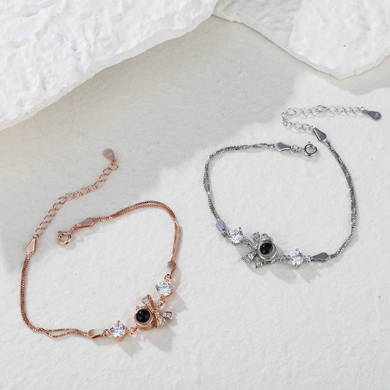 bracelets de projection photo personnalisés or rose et argent 925