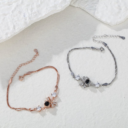 bracelets de projection photo personnalisés or rose et argent 925