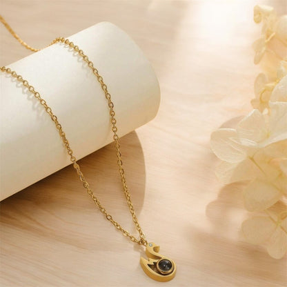 collier acier inoxydable femme or projection photo personnalisé