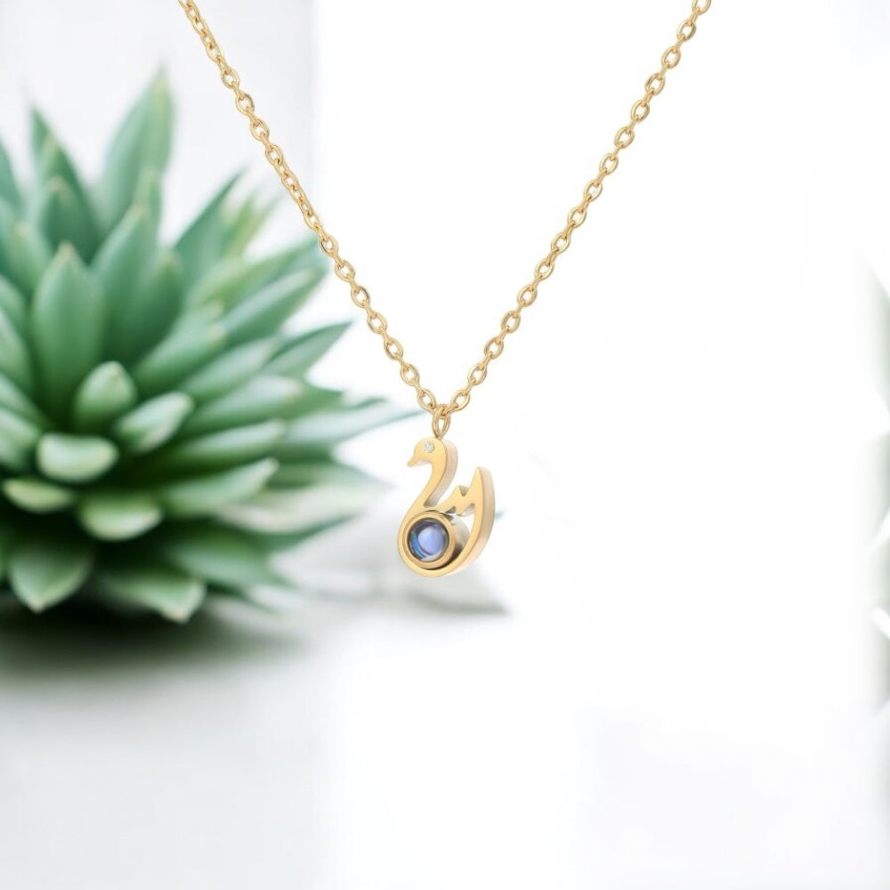 collier acier or photo personnalisé 