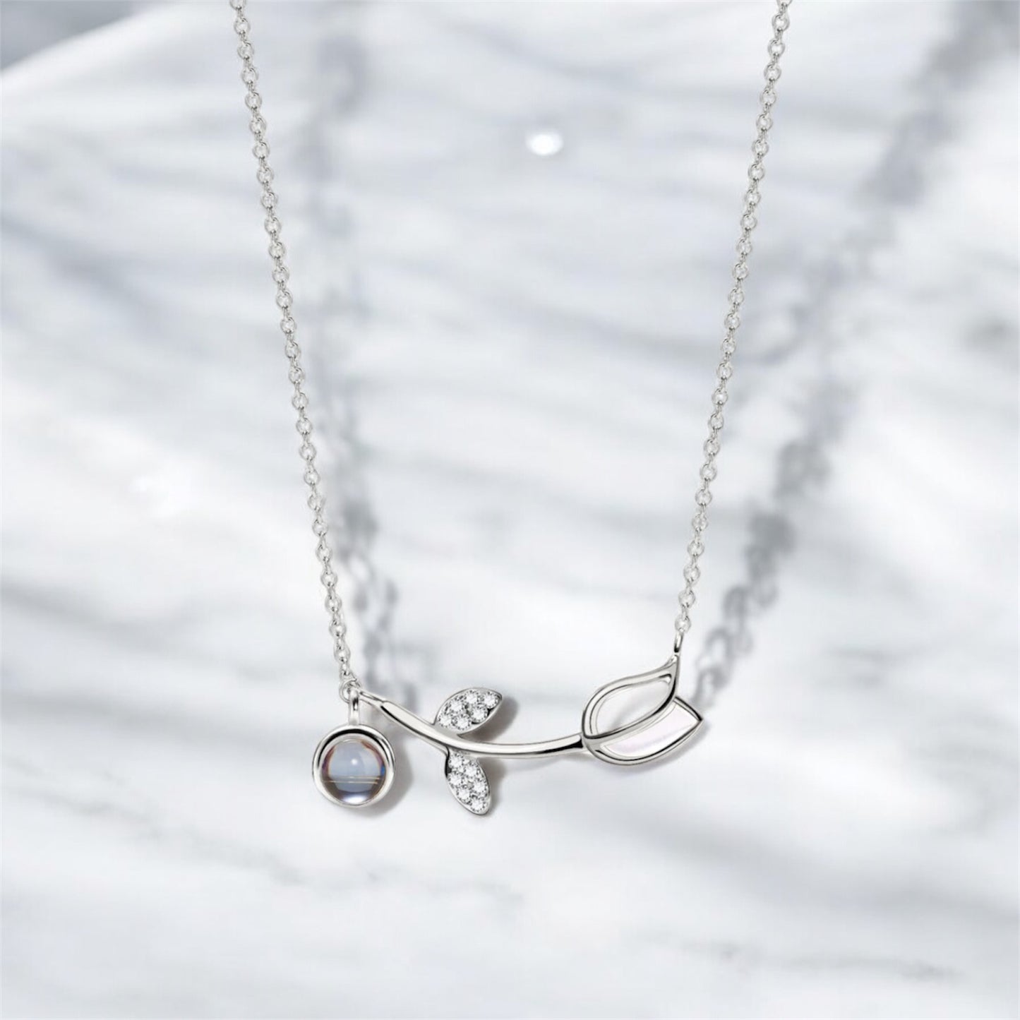 collier argent personnalisé perle de projection photo