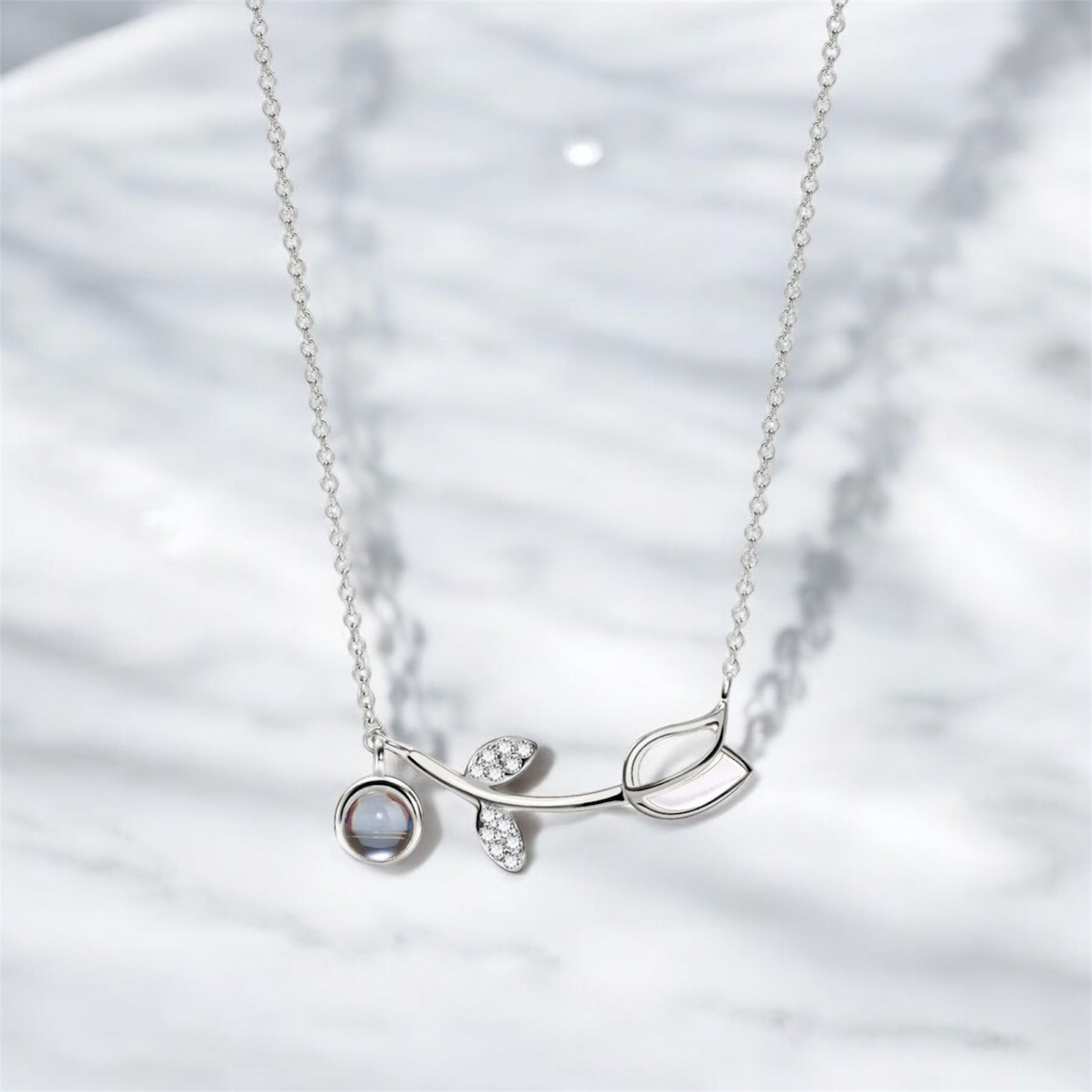 collier argent personnalisé perle de projection photo