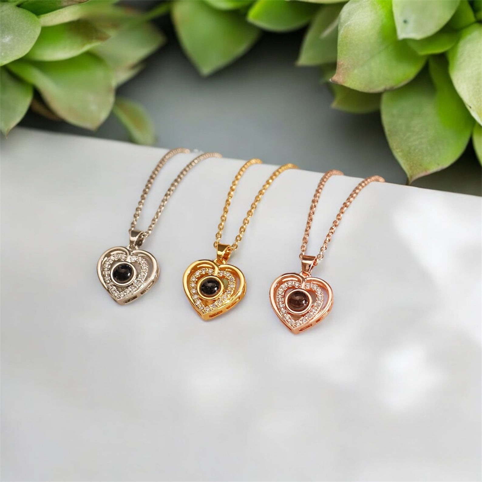 collier en argent or rose et or photo personnalisé 