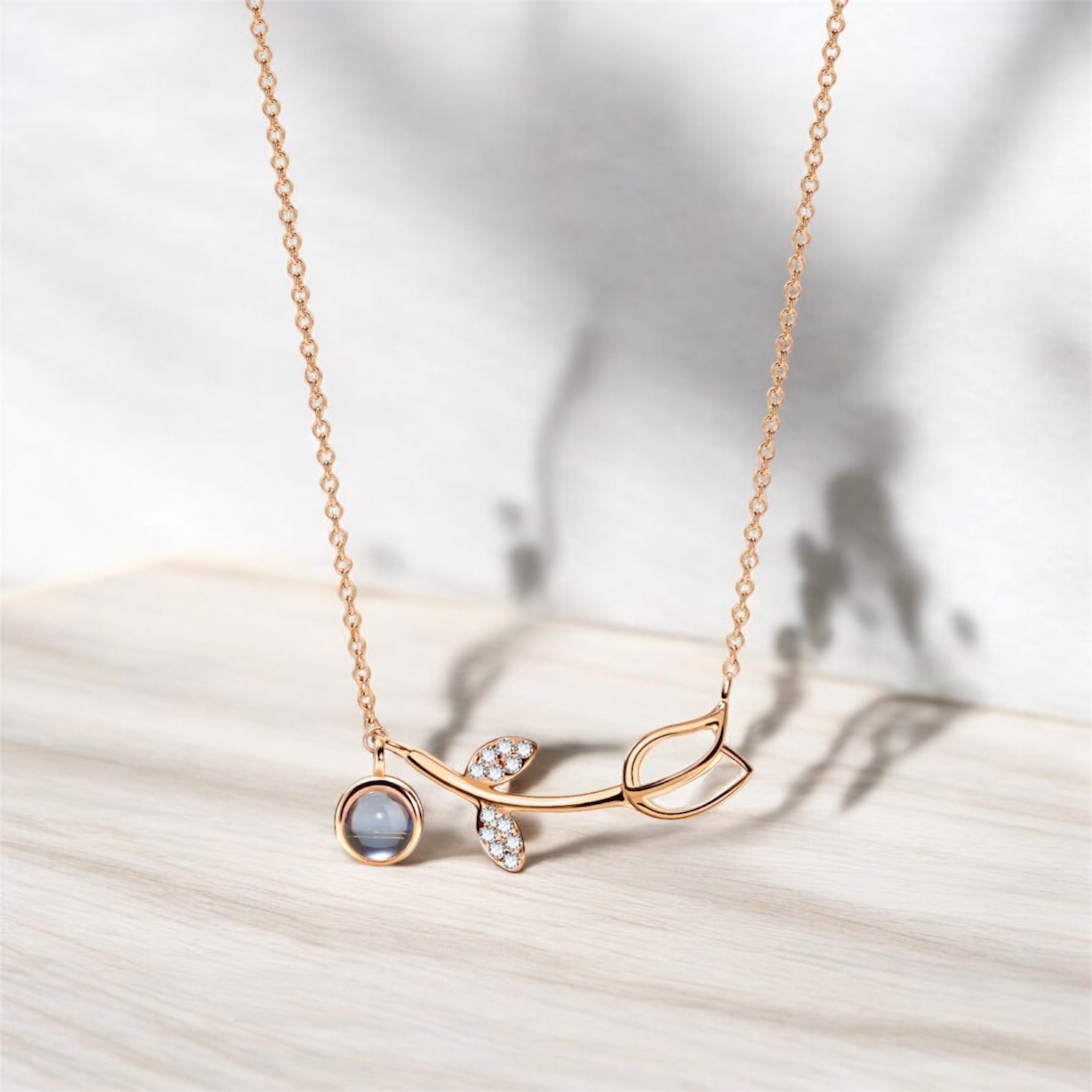 collier femme personnalisé photo or rose 