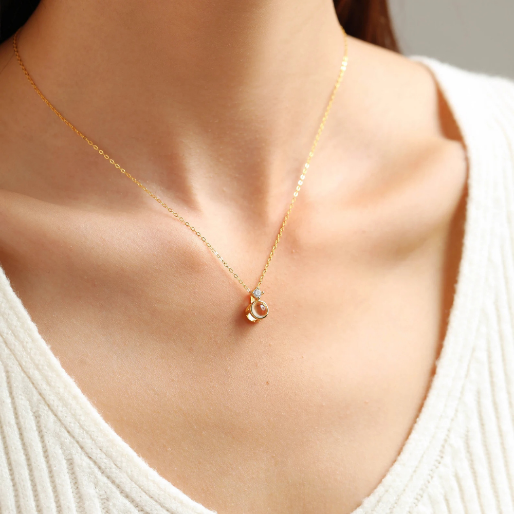 collier or rose femme personnalisé