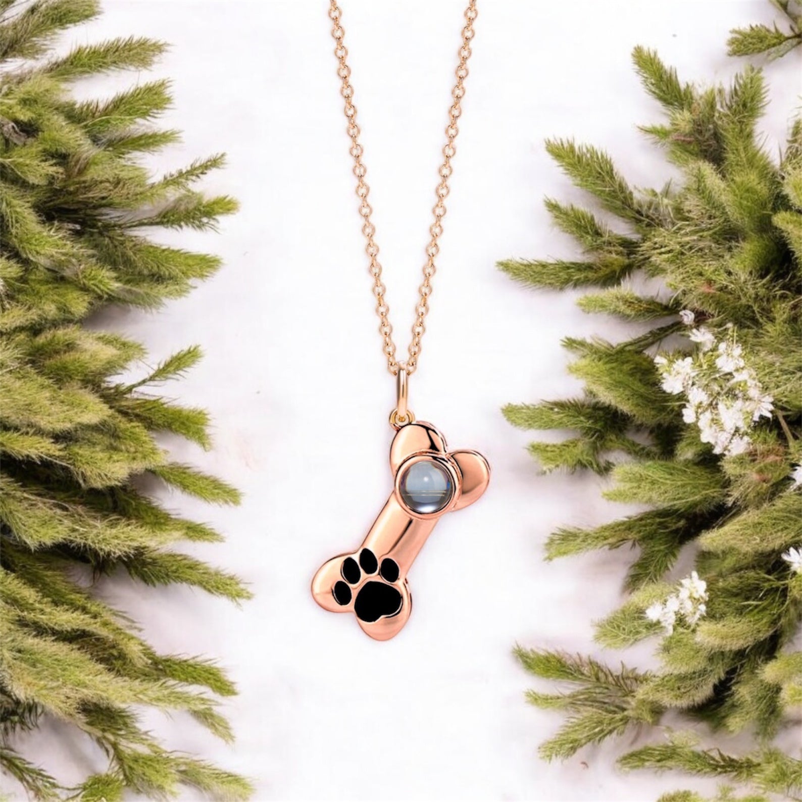 collier or rose personnalisé photo femme