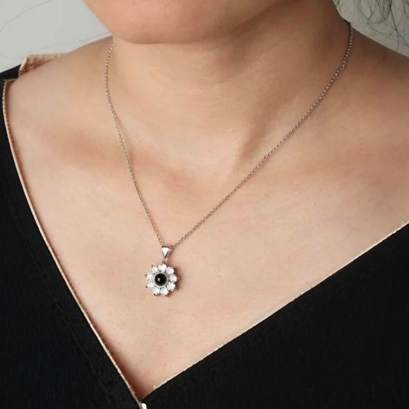collier pendentif argent femme photo personnalisé avec projection
