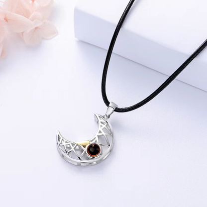 collier pendentif de couple personnalisé projection photo en argent