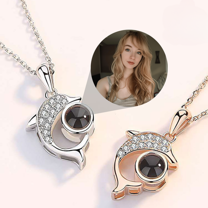 collier pendentif femme argent et or rose photo projection personnalisé
