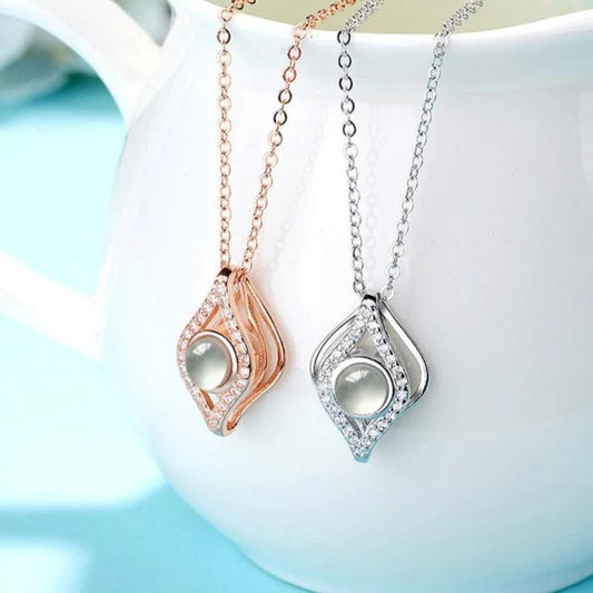 collier pendentif or rose et argent photo personnalisé