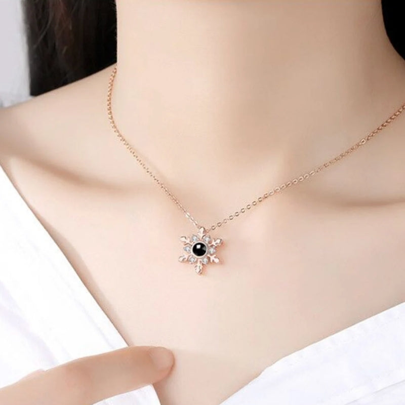 collier pendentif personnalisé photo projection or rose pour femme