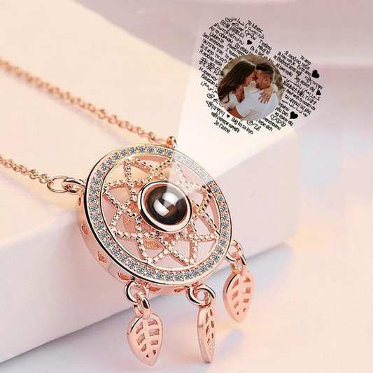 collier pendentif photo personnalisé or rose pour femme