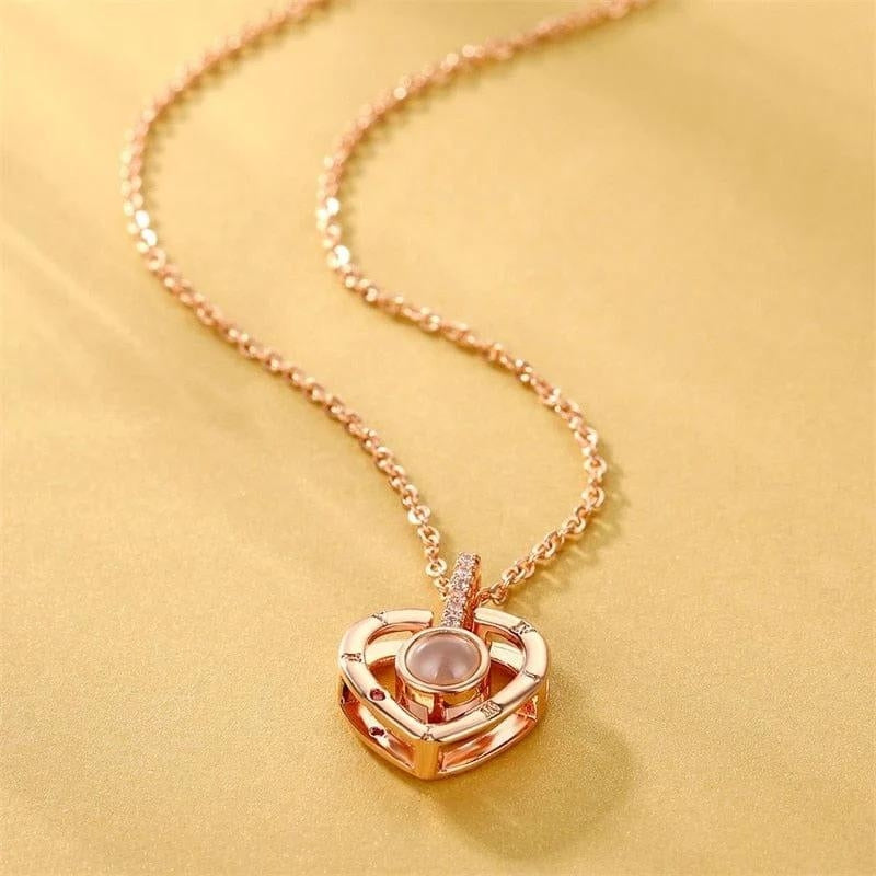 collier pendentif projection photo personnalisé pour femme or rose