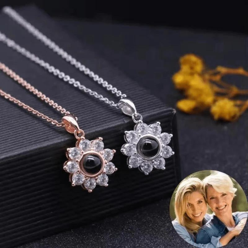 collier pendentif projection photo personnalisé or rose et argent
