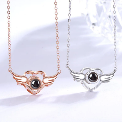 collier pendentif projection photo personnalisé or rose et argent
