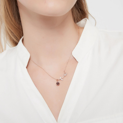 collier perle de projection photo à l'intérieur or rose femme