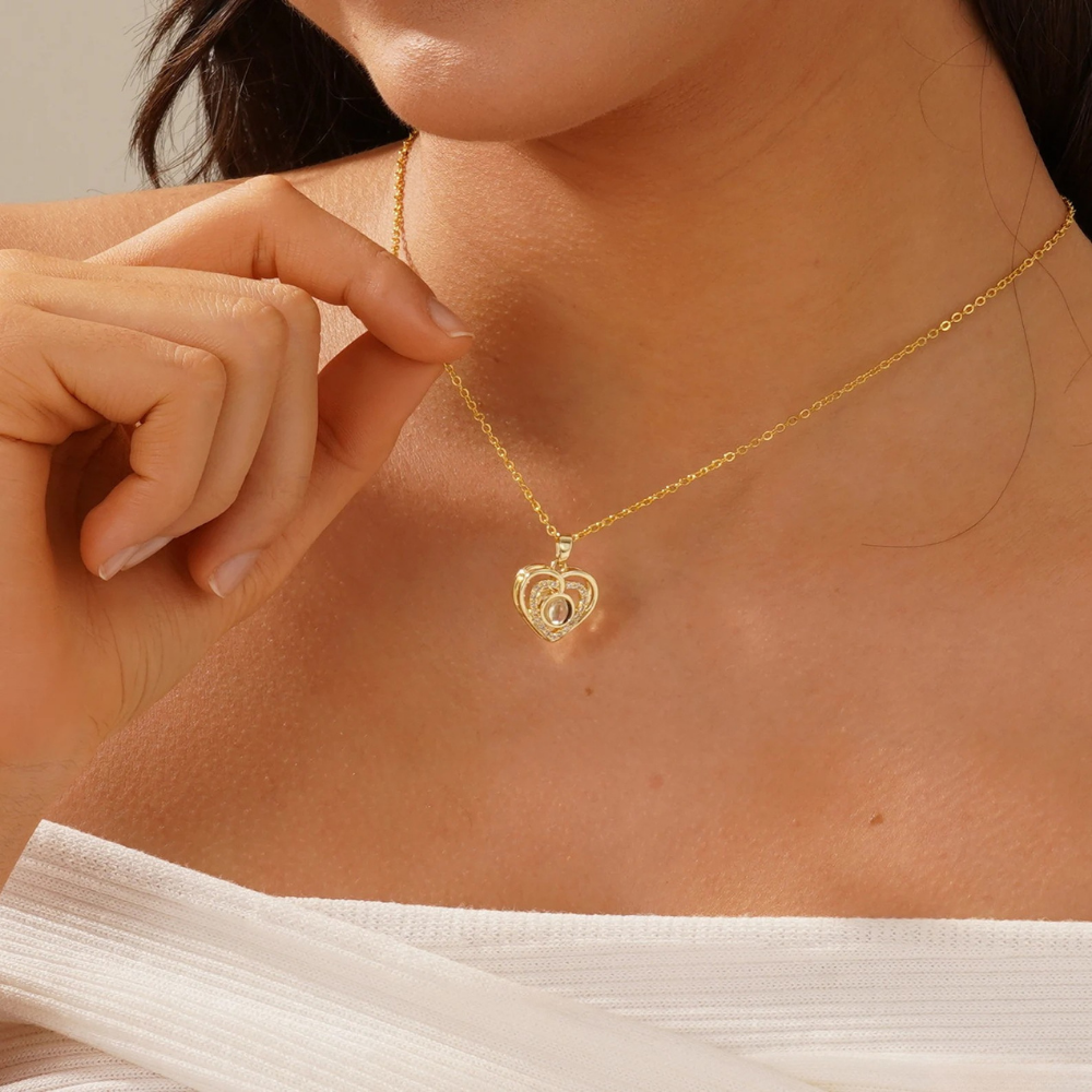 collier perle de projection photo personnalisé or