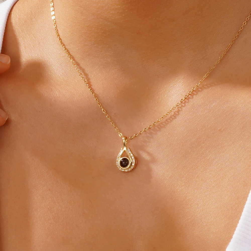 collier personnalisé photo or femme