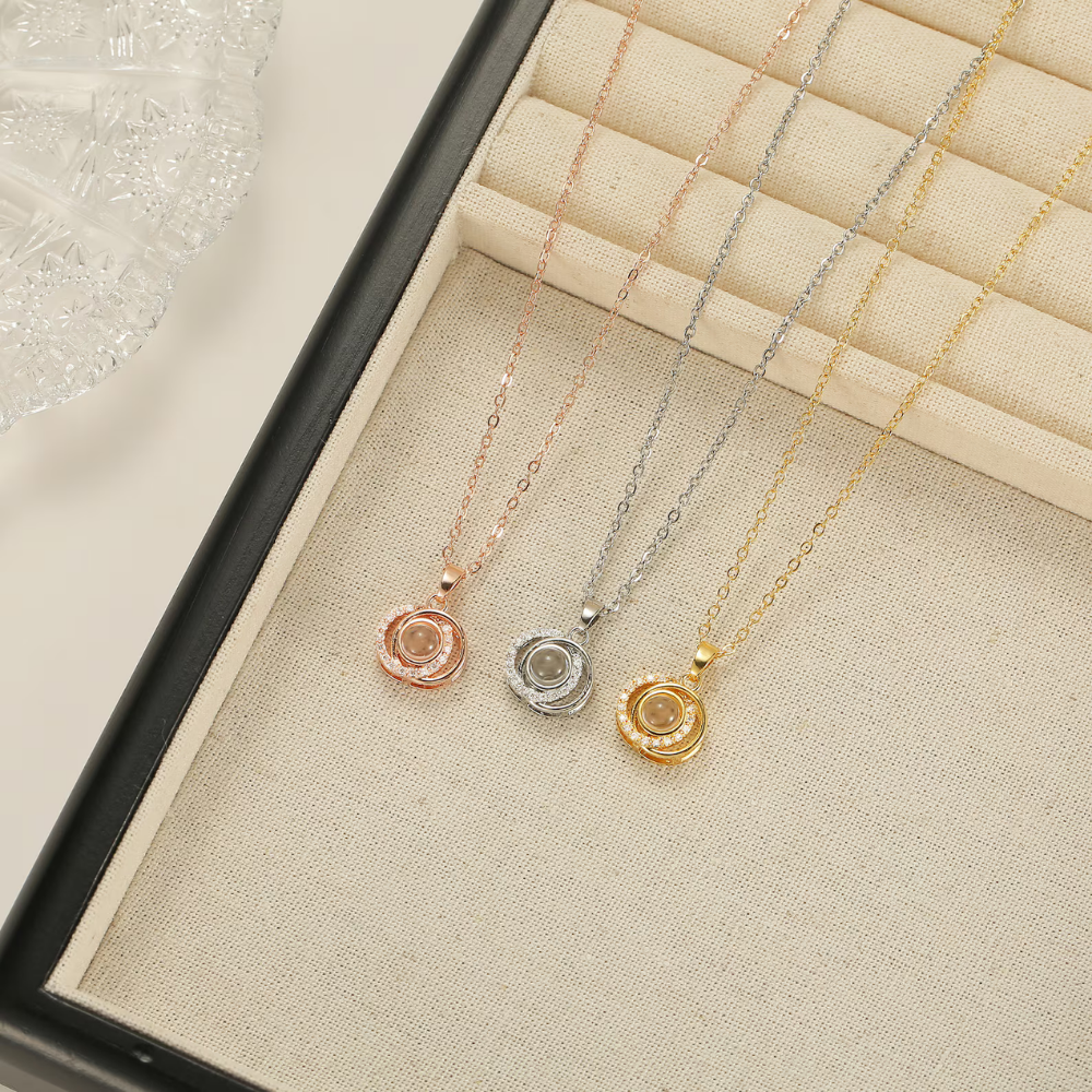 collier personnalisé projection photo or rose argent et or elydia bijoux