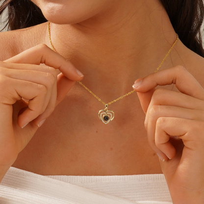collier photo femme or