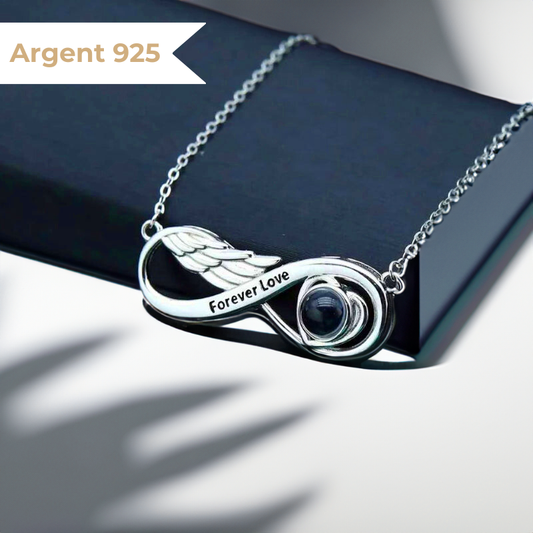 collier photo personnalisé argent pour femme projection