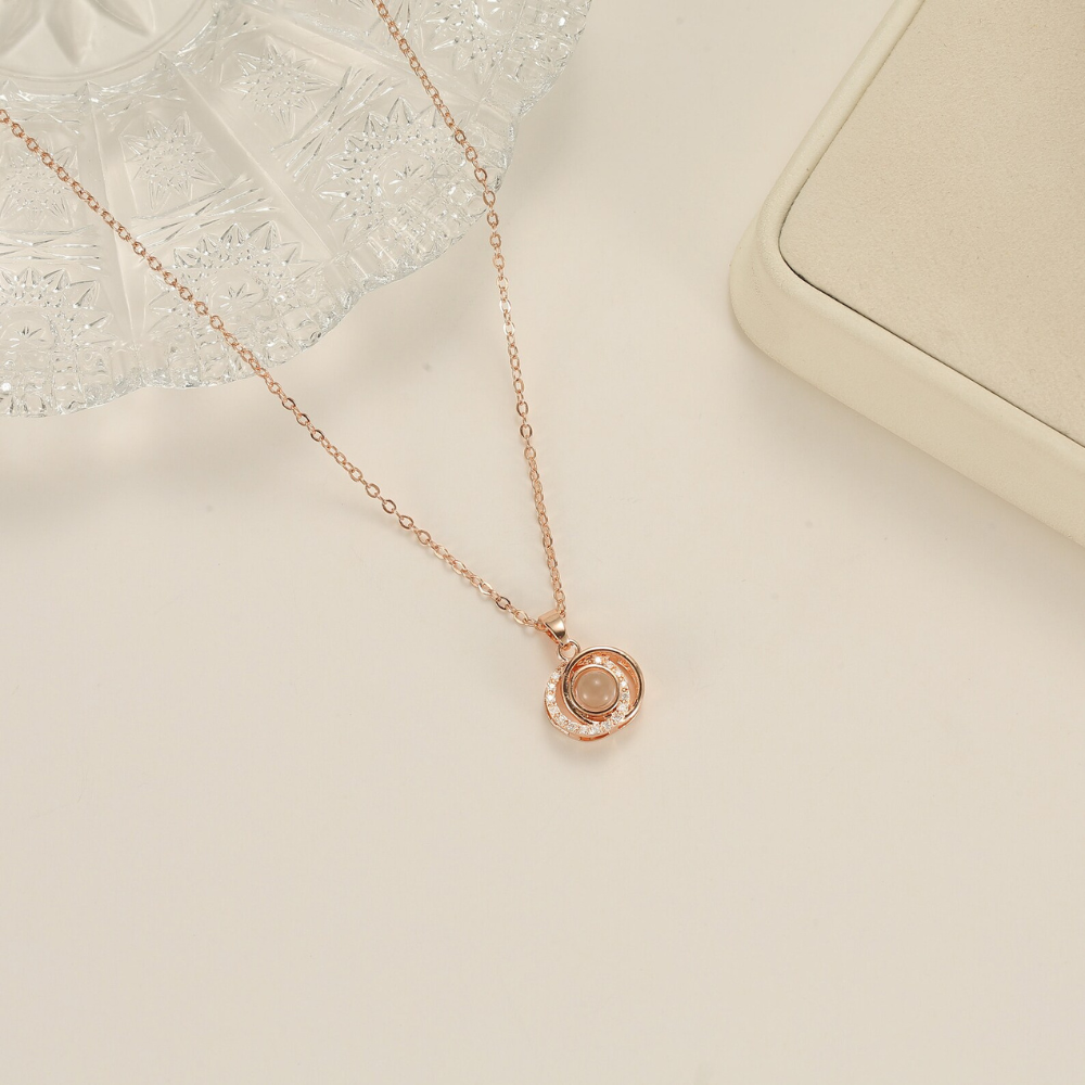 collier photo personnalisé femme or rose elydia