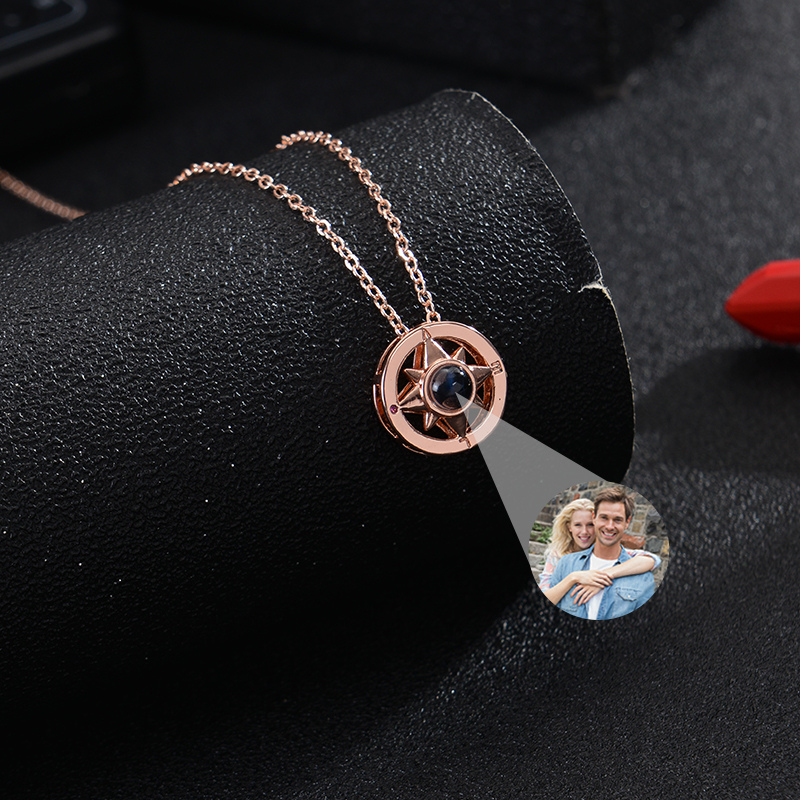 pendentif or rose pour femme photo projection personnalisé